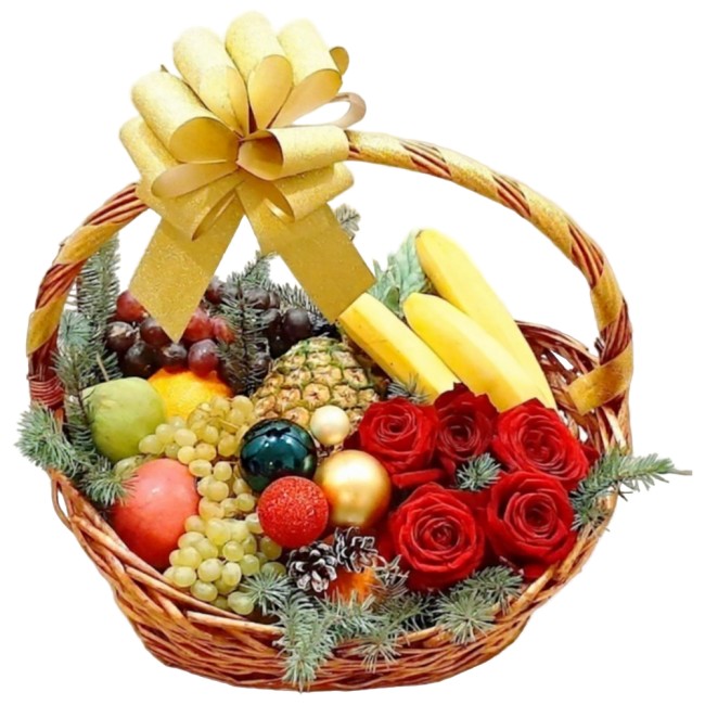 Букет цветов "Новогодняя корзина №10" Букет цветов "Новогодняя корзина №10"